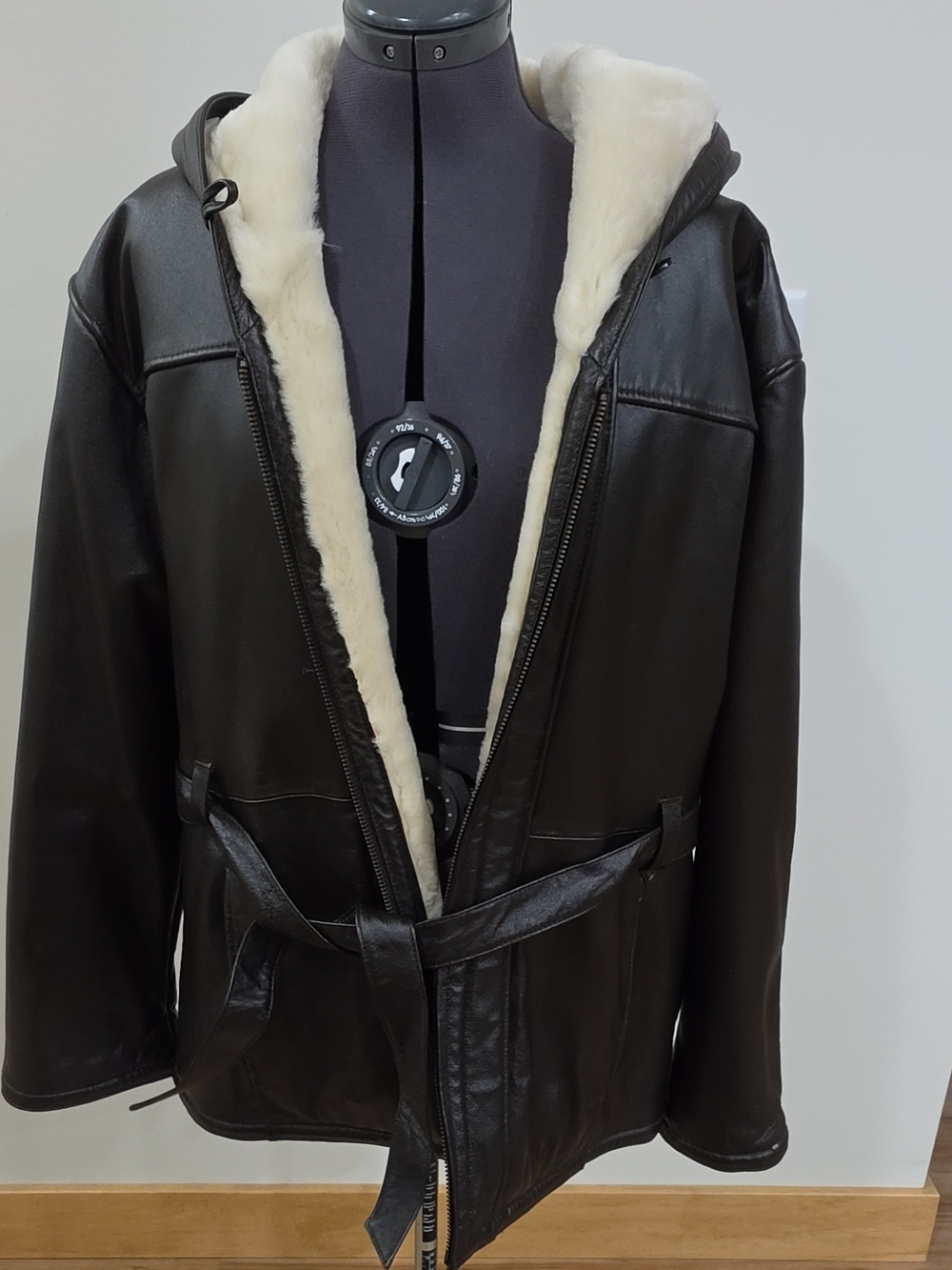 Wilsons Leather Dark Brown Coat with Cream Shearling Lining Womens